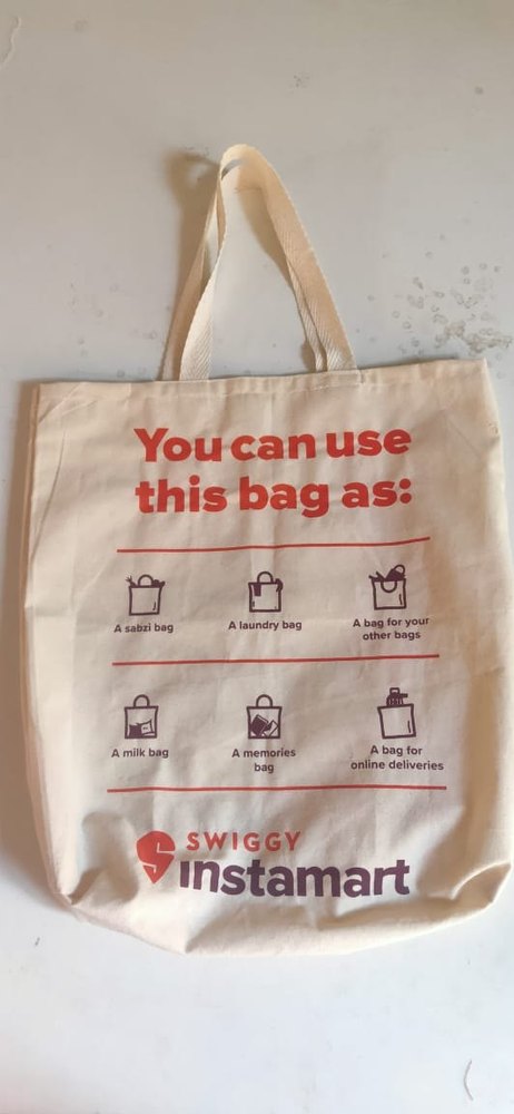 Printed Cotton Handle Bags, For Shopping Bag