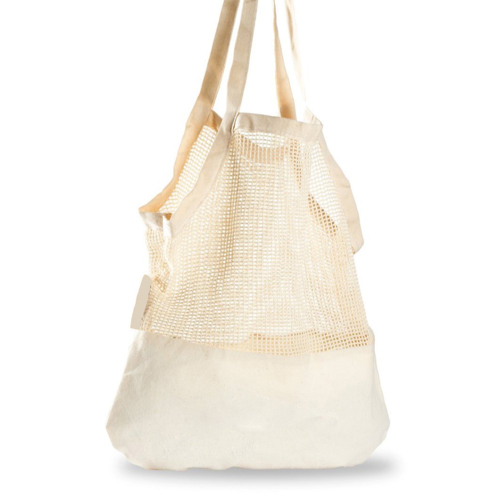 Ramesh Exports Plain 100% Cotton Grey Net String Grocery Tote Bags, Capacity: 3-5 Kg