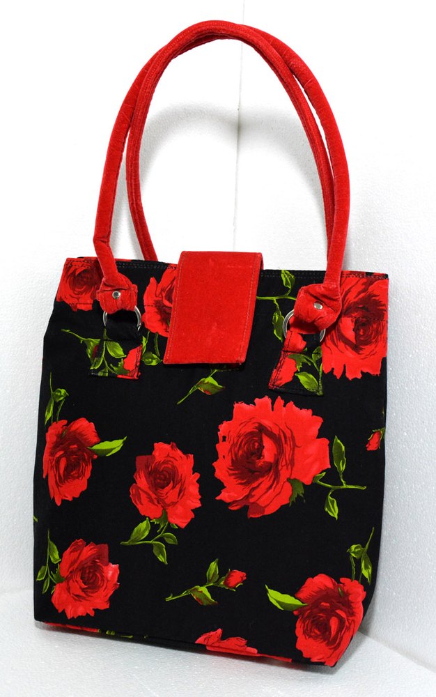 Rubis Black & Red Floral Designer Bag