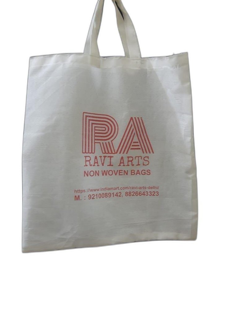 Handled White Roto Cotton Bags