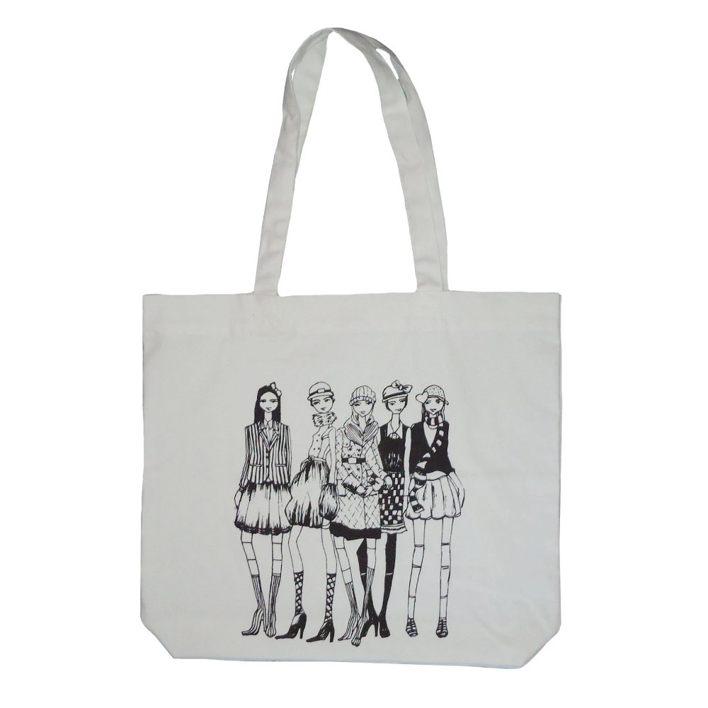 White, Black D Shape Logo Printed Cotton Bag, Capacity: 10 Kg, Size/Dimension: 14 X 16.25 X 3 cm (w X H X L)