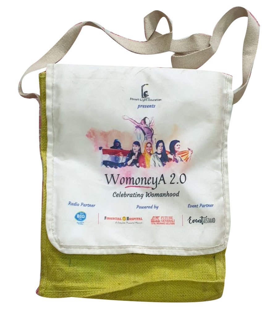 White And Green Cotton Cloth Shoulder Bag, For Office, Size: 4 kg