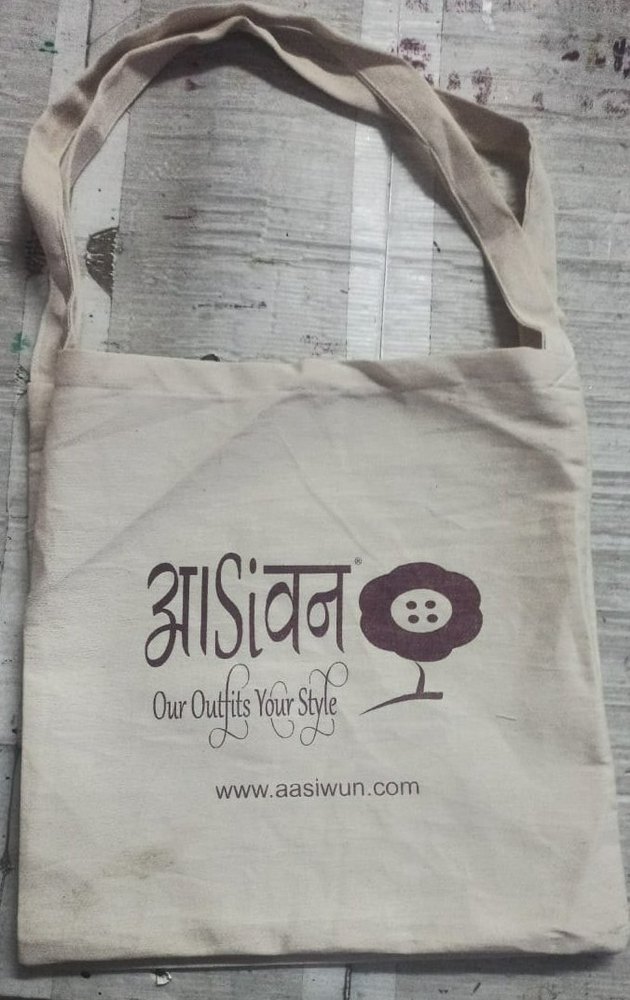Plain White Cotton Shoulder Bag, Size/Dimension: 12x14inch