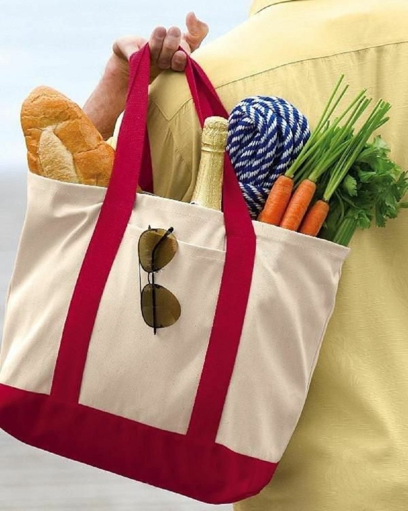 Gray Cotton Shoulder Bag, For Shopping