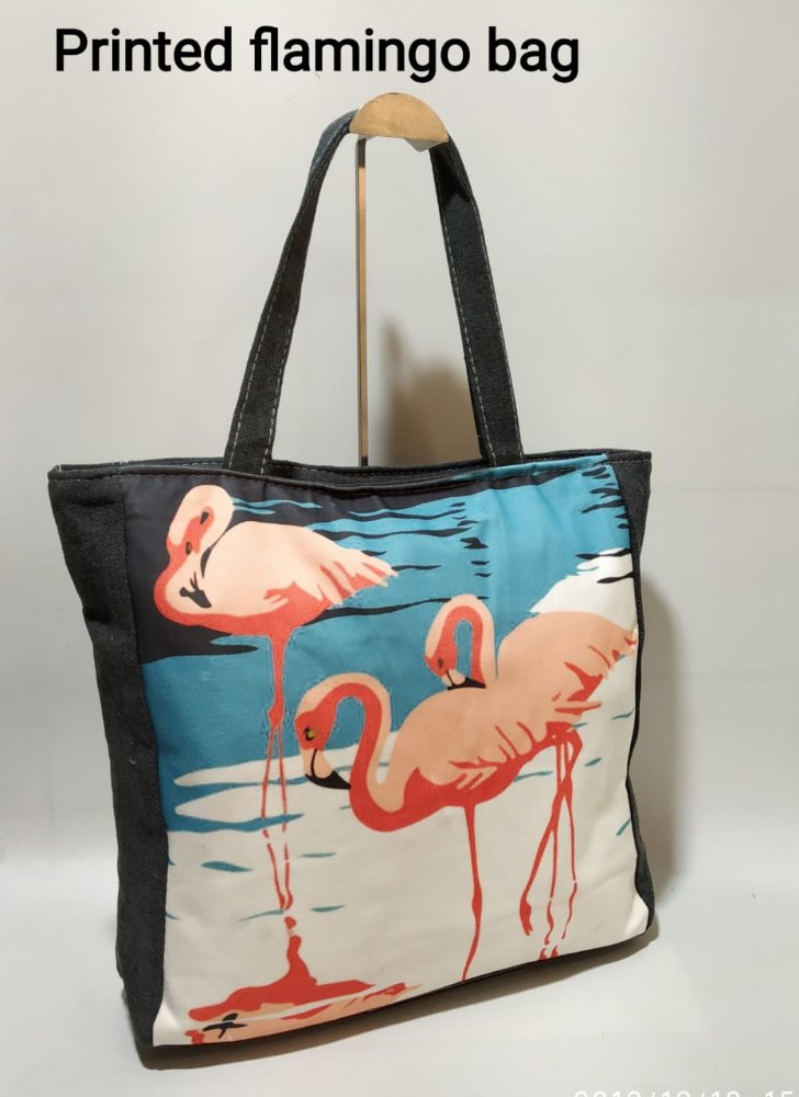 Flamingo 13x16 Cotton Shopping Shoulder Bag