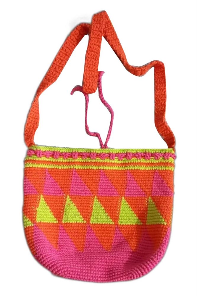 Long Handle Multicolor Ladies Cotton Rope Shoulder Bag, Capacity: 3kg, Size/Dimension: 17*20inch