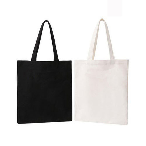 White And Black Plain Cotton Shoulder Bag