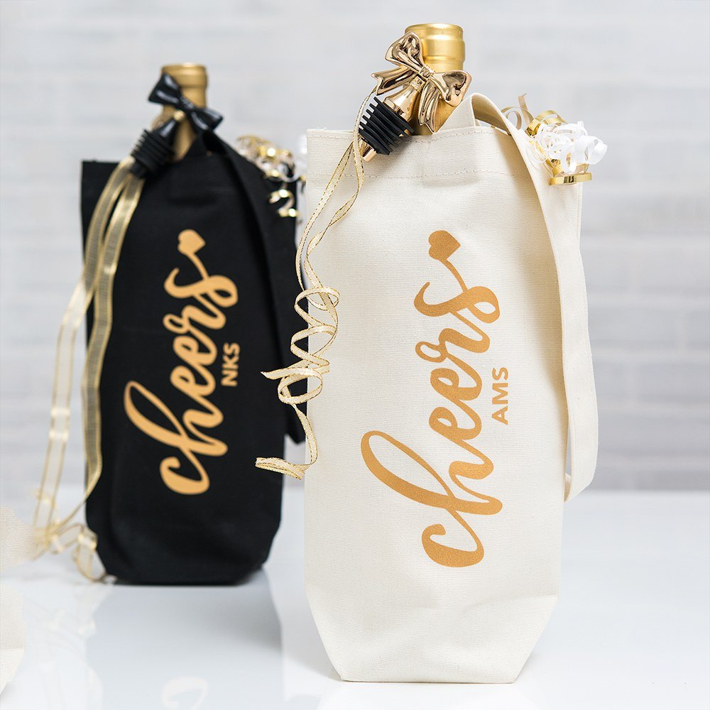Printed Cotton Canvas Wine Bag