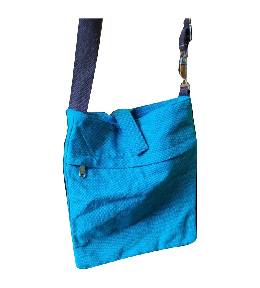 Shoulder Blue Cotton Side Bag, 200 Gm, Size: 5 X 4 Inch