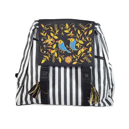 Black Cotton Designer Side Bag SB10009, For Casual