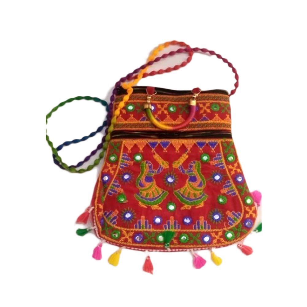 Multicolor Cotton Rajasthani Side Bag, 290g, Size: 11X9inch