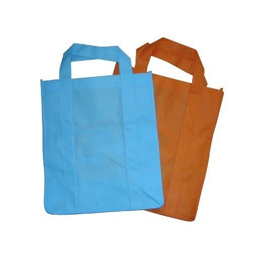 Blue, Orange Plain Polyester Carry Bag