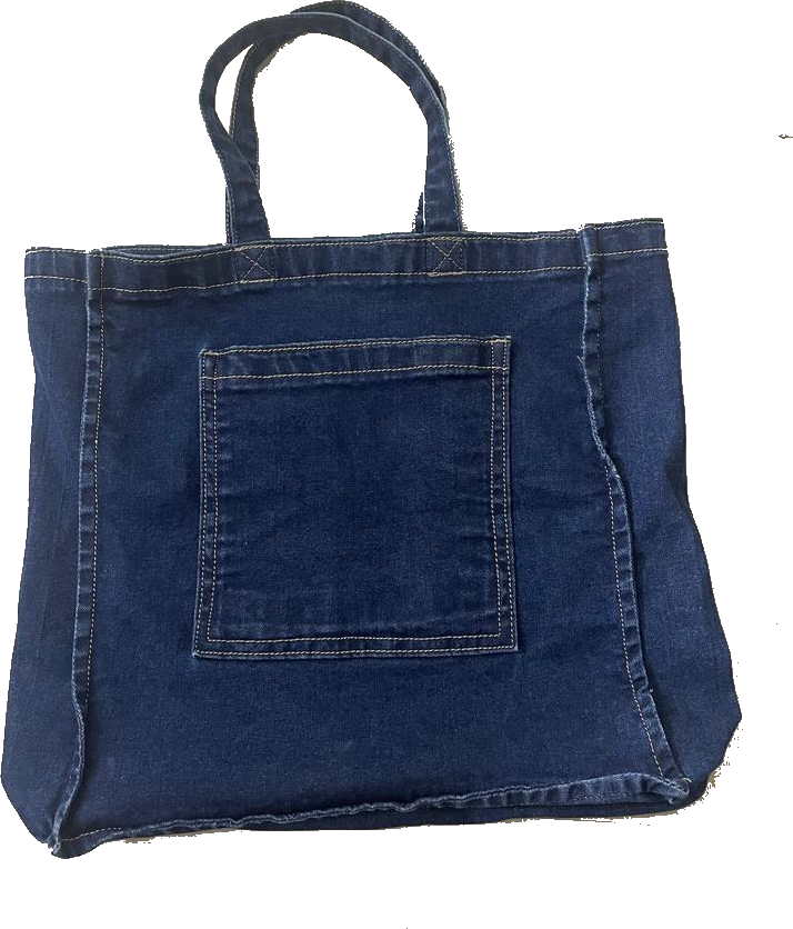 Blue Cloth Denim Bags, For Shopping, Capacity: 12kg