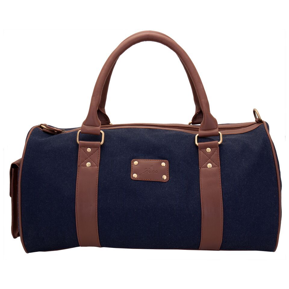 Synthetic Leather Yelloe Rugged Denim Duffel Bag