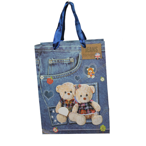Mixed Design Colour Denim Shopping Bag