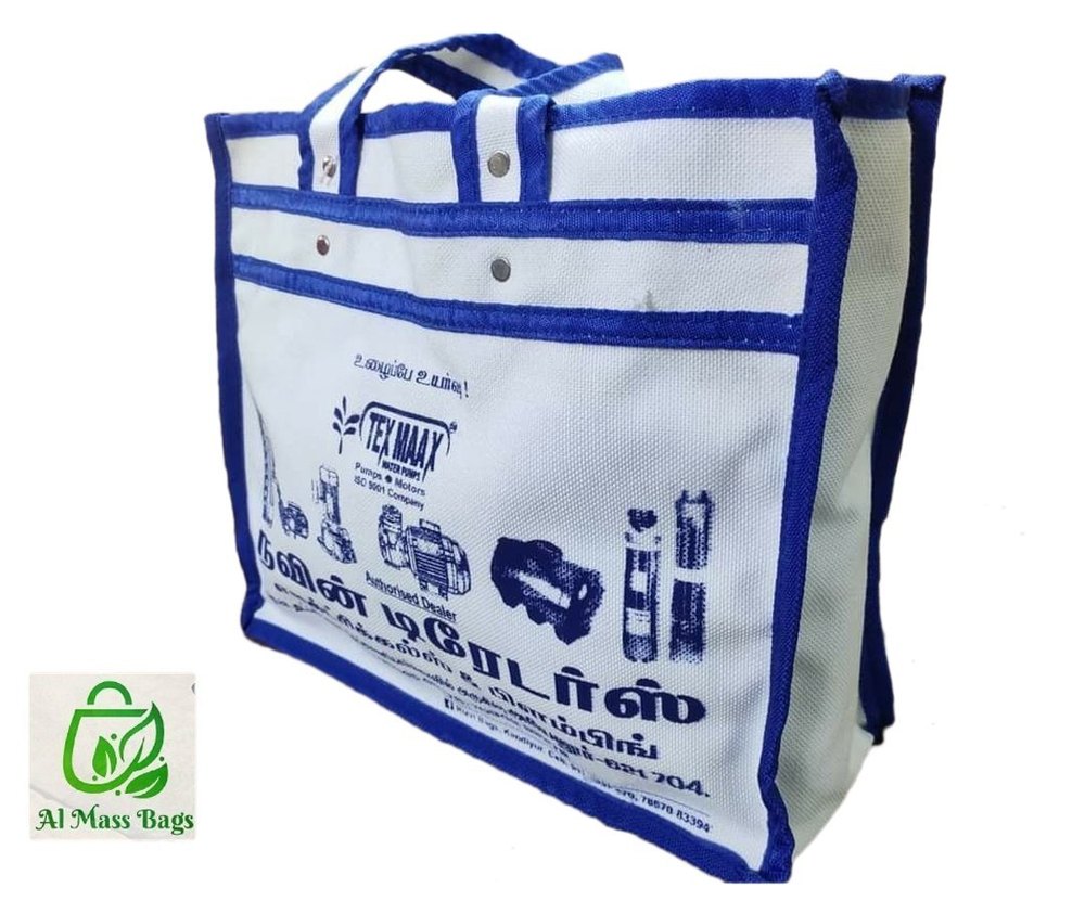White Canvas Printed Promotional Hand Bag, Capacity: 25 KG