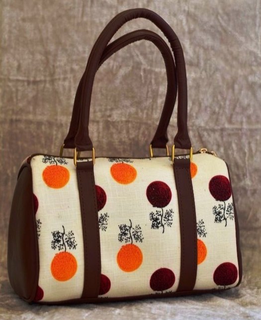 Printed Leather Azzra Casual Formal Fabric Duffel Handbag