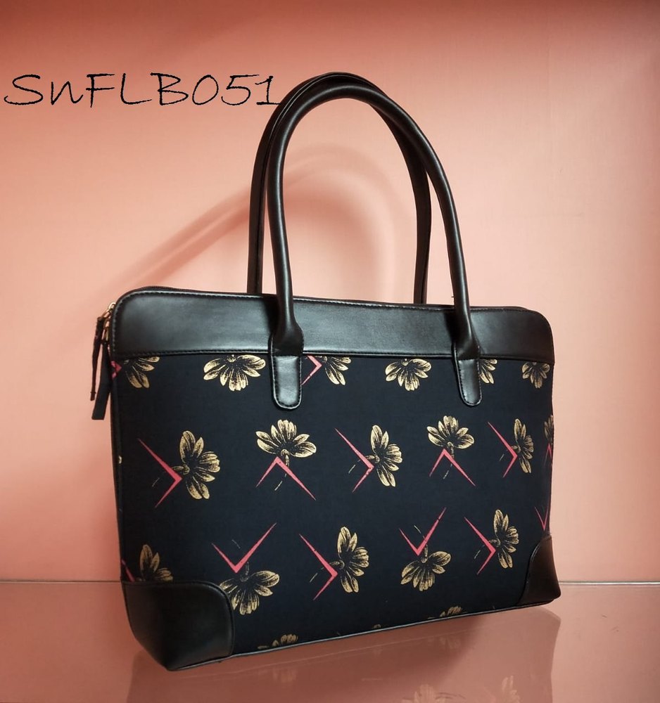 Black Pink Snf Handcrafted Printed Fabric Handbags