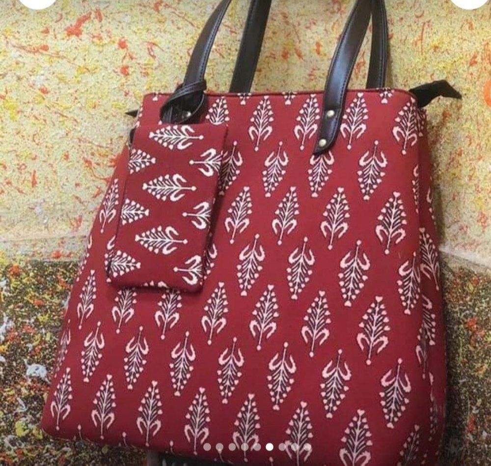 Printed Cotton Fabric Hand Bag