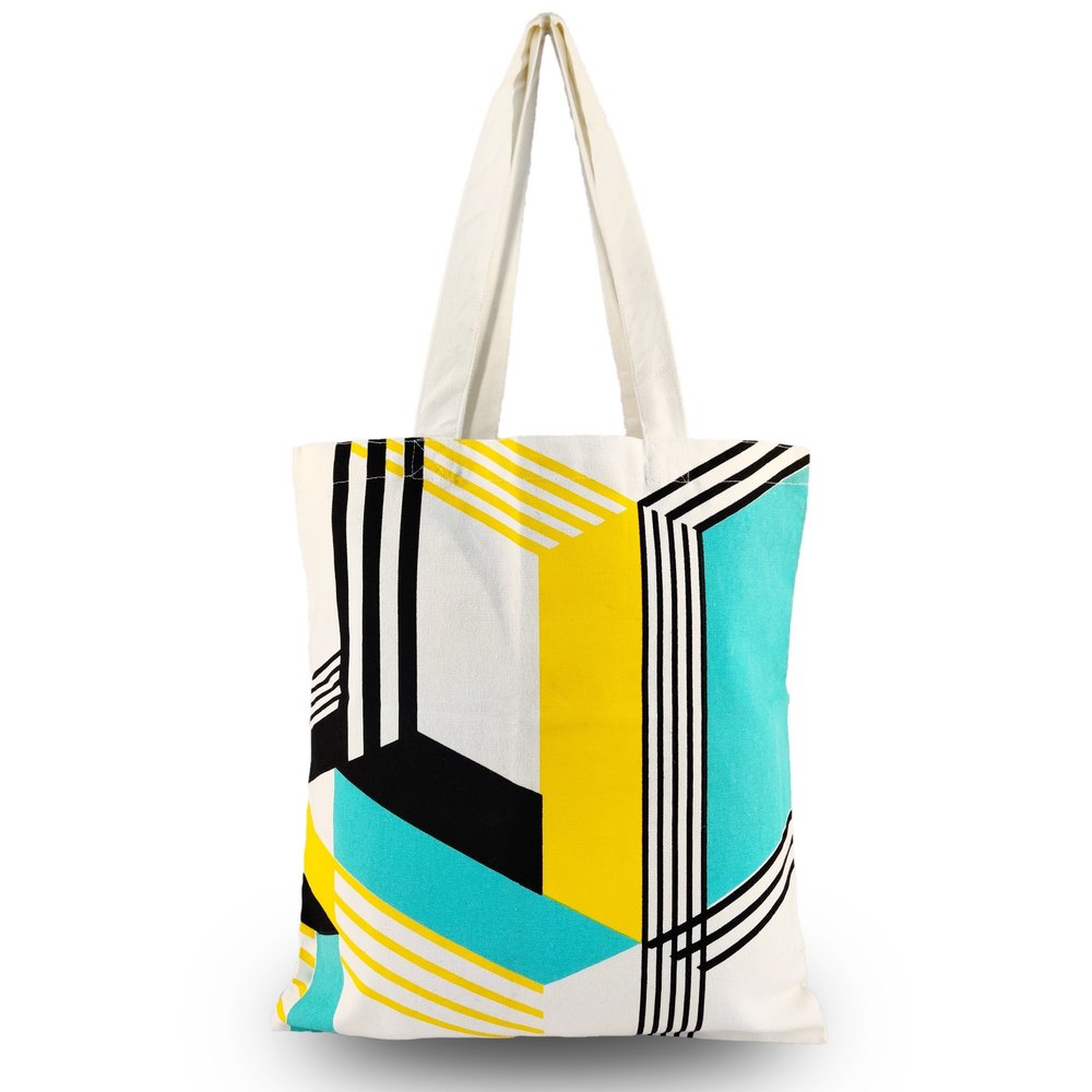 Self-Handle White Canvas Tote Bags, Size/Dimension: 38 X 42 Cms