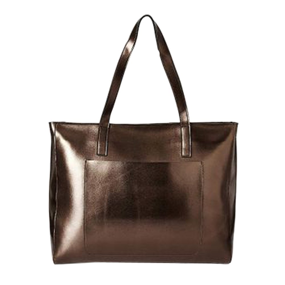 Party Wear Brown Canvas Leather Tote Bag