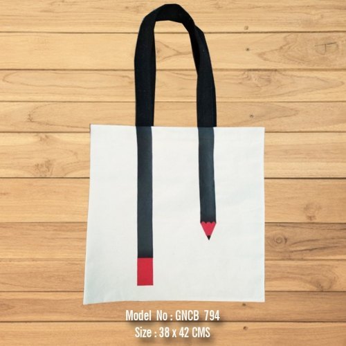 Nature Fiber White Cotton Canvas Bag, Size/Dimension: 38x42 Cms