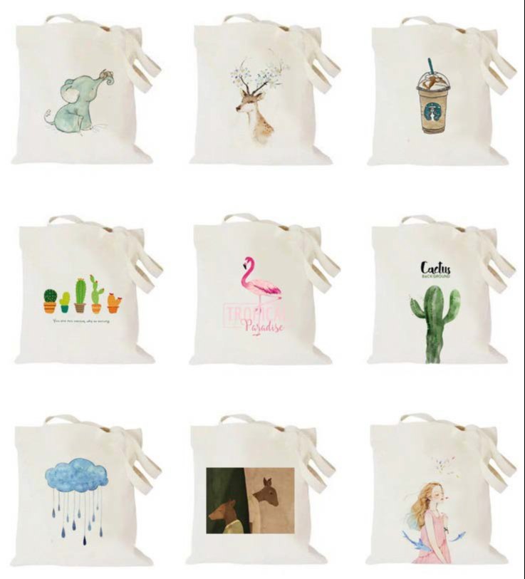 Cotton Organic Printed Canvas Bags, For Shopping