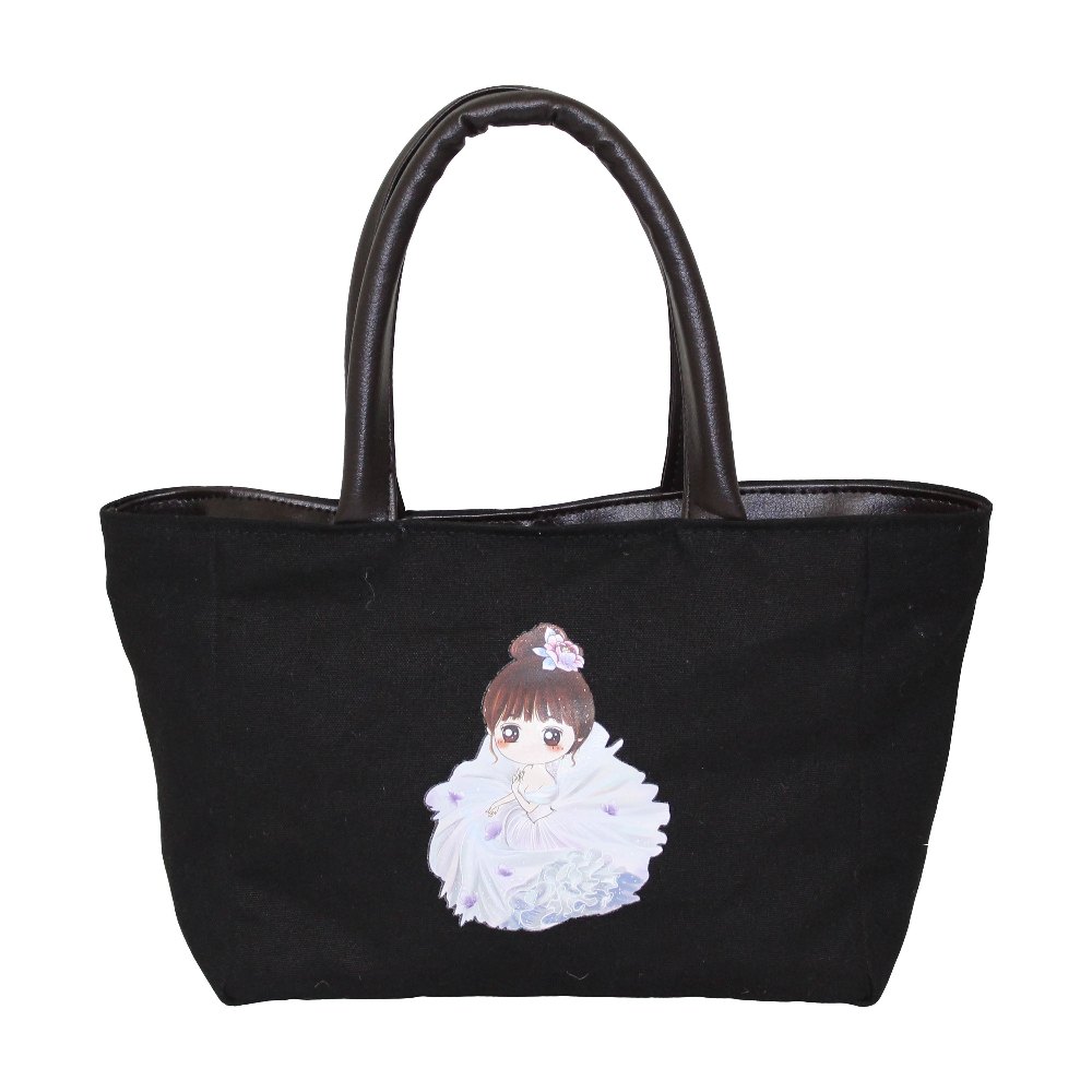 Black Shoulder Printed Canvas Handbag, 195 Gms, Size/Dimension: 17 X 23 X 9.5 cm (w X H X L)
