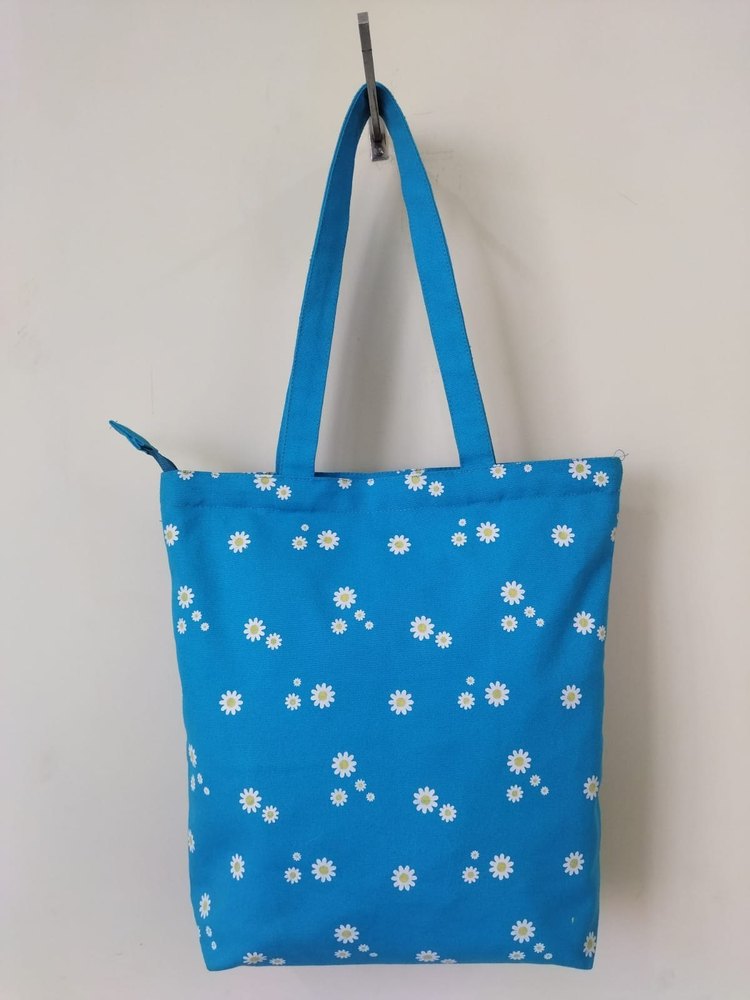 Printed Long Shoulder Length Cotton Canvas Shopping Bag, Capacity: 10kg, Size/Dimension: 35x35x8 cm