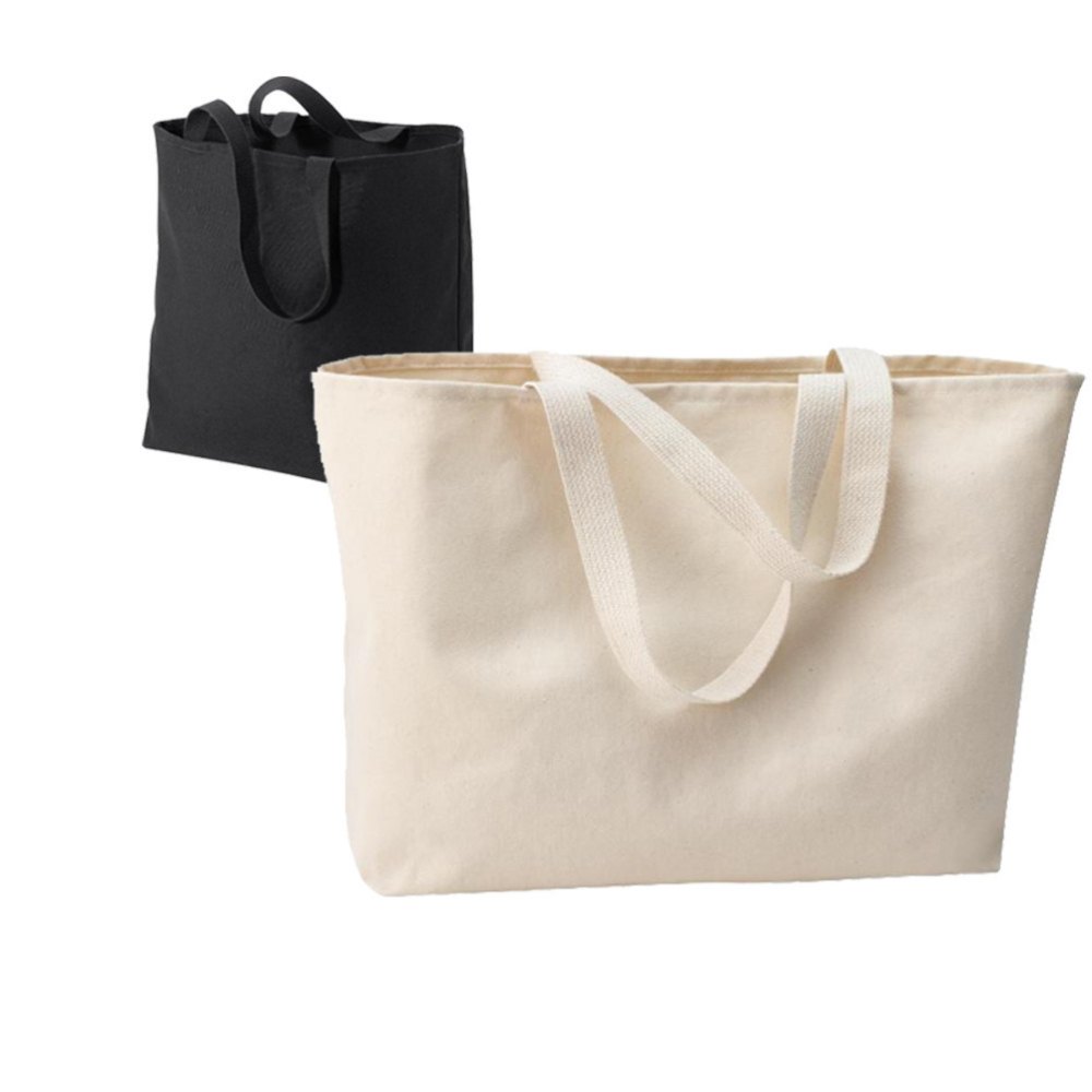 Cream White & Black BT Canvas Shopping Bag