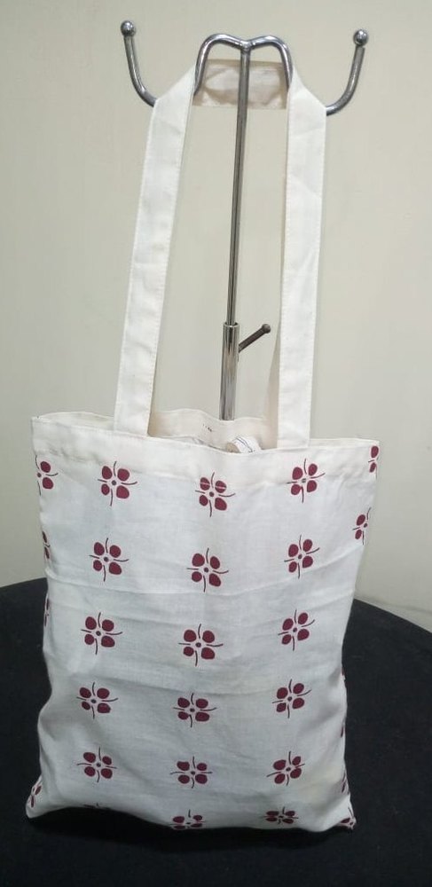 Loop Handle White Canvas Shopping Bag, Size/Dimension: 12x8inch