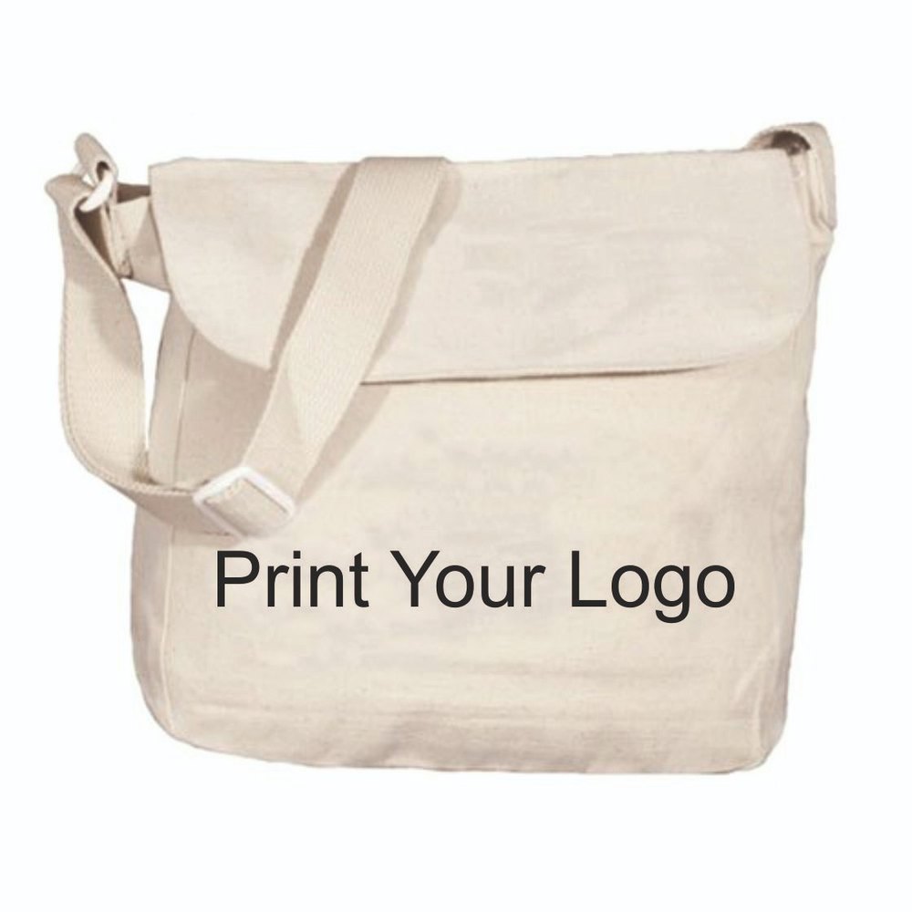 Tanisha Graphics White Cotton Cream Canvas Messenger Bag, Size/Dimension: 14 X 12 X 4