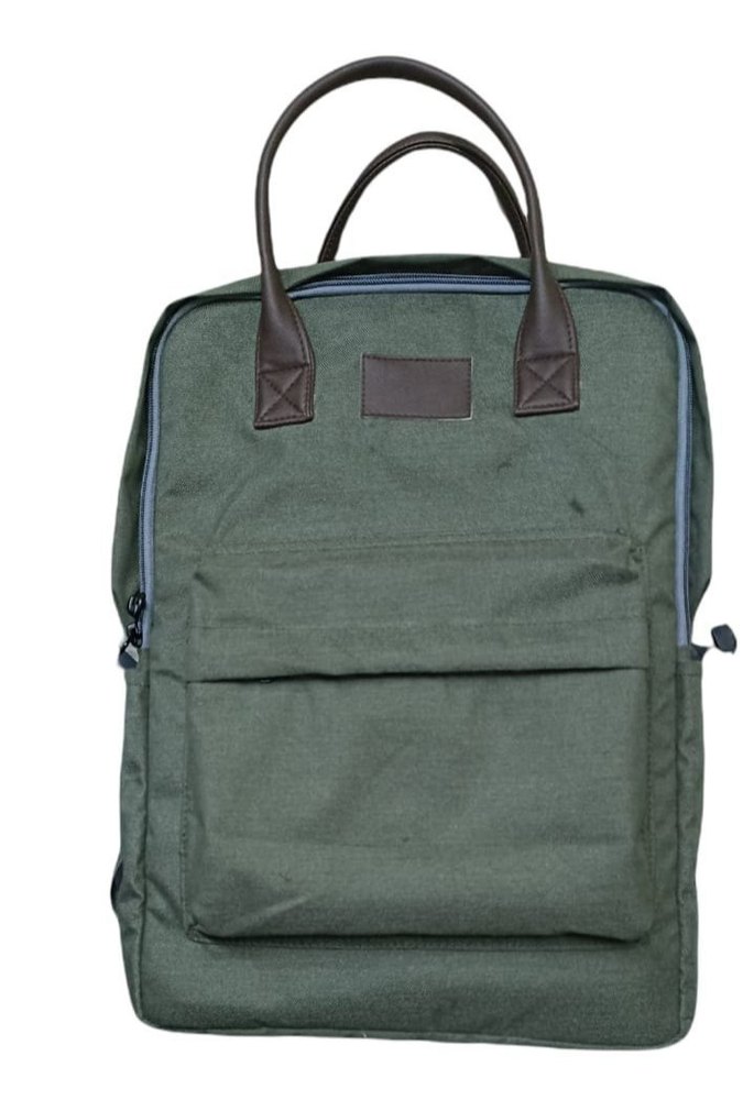 Loop Handle Green Canvas Hand Bag, Size/Dimension: 36cm X 28cm X 11cm (hxwxd)