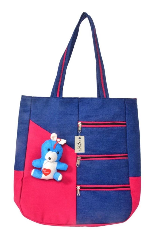 Pu Handled Canvas Ladies Handbag