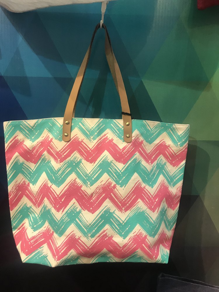 Nature Care None Canvas Beach Bag With Chevron Print