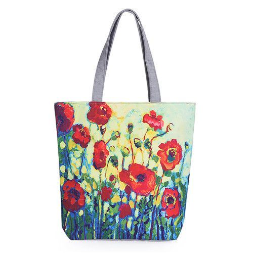 Flower Printed New Style Canvas Beach Bag