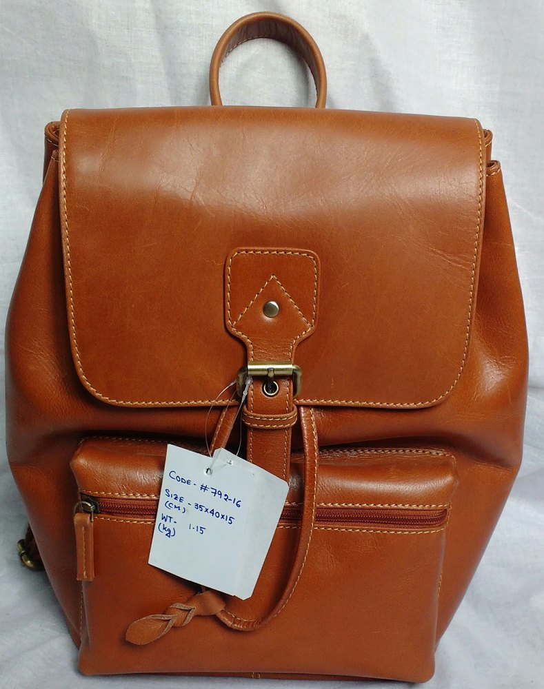 Brown Light Weight Leather Backpack