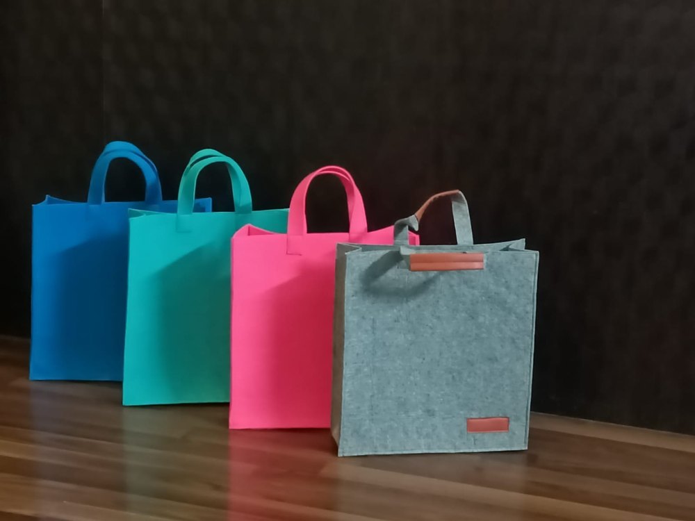 Plain Carry Bag Loop Handle Felt Wool Bags, For Shopping And Gifting
