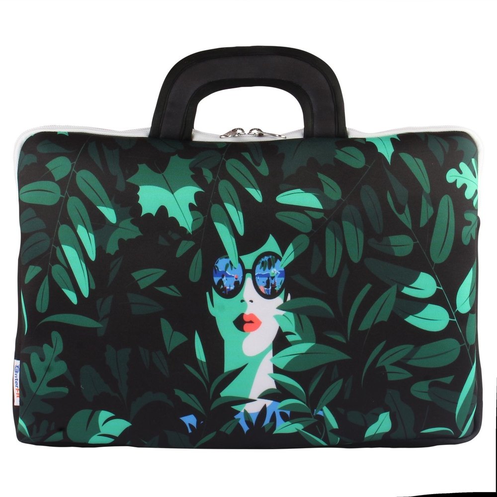 Enter Fit Neoprene Fabric Dark Green Digital Print Laptop Bag
