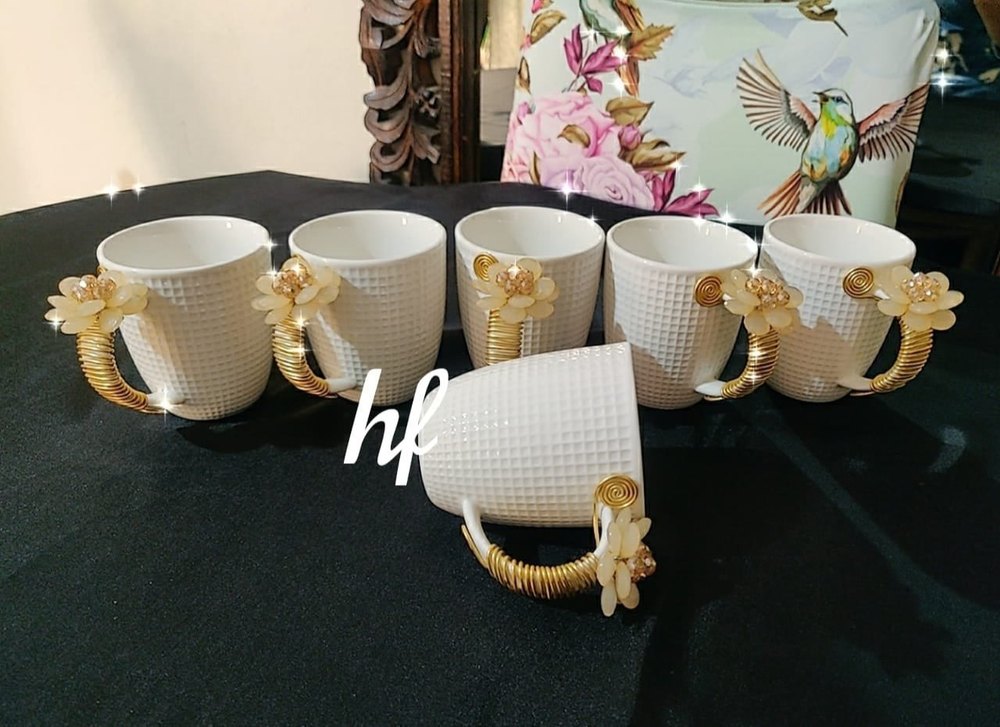 White Designer Tea Or Coffee Cups Mugs, Packaging Type: Box, Size: 290 ml