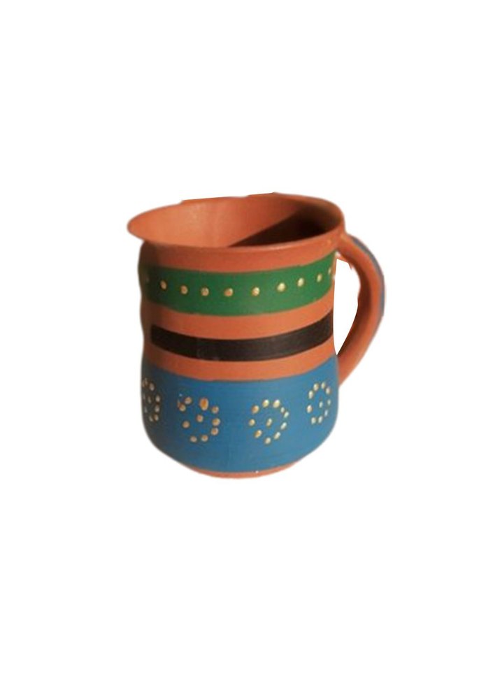 Colour Painted Brown Terracotta Tea Cup, Packaging Type: Box