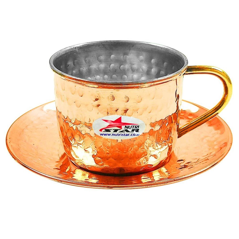 Tea Cup And Saucer, Copper Khalai Cup And Saucer, Copper Tea Set, Drinkware And Serve Ware