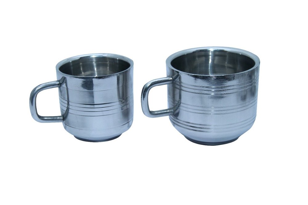 Mirror Polished Stainless Steel Round Cup, For Home, Grade: Ss 304
