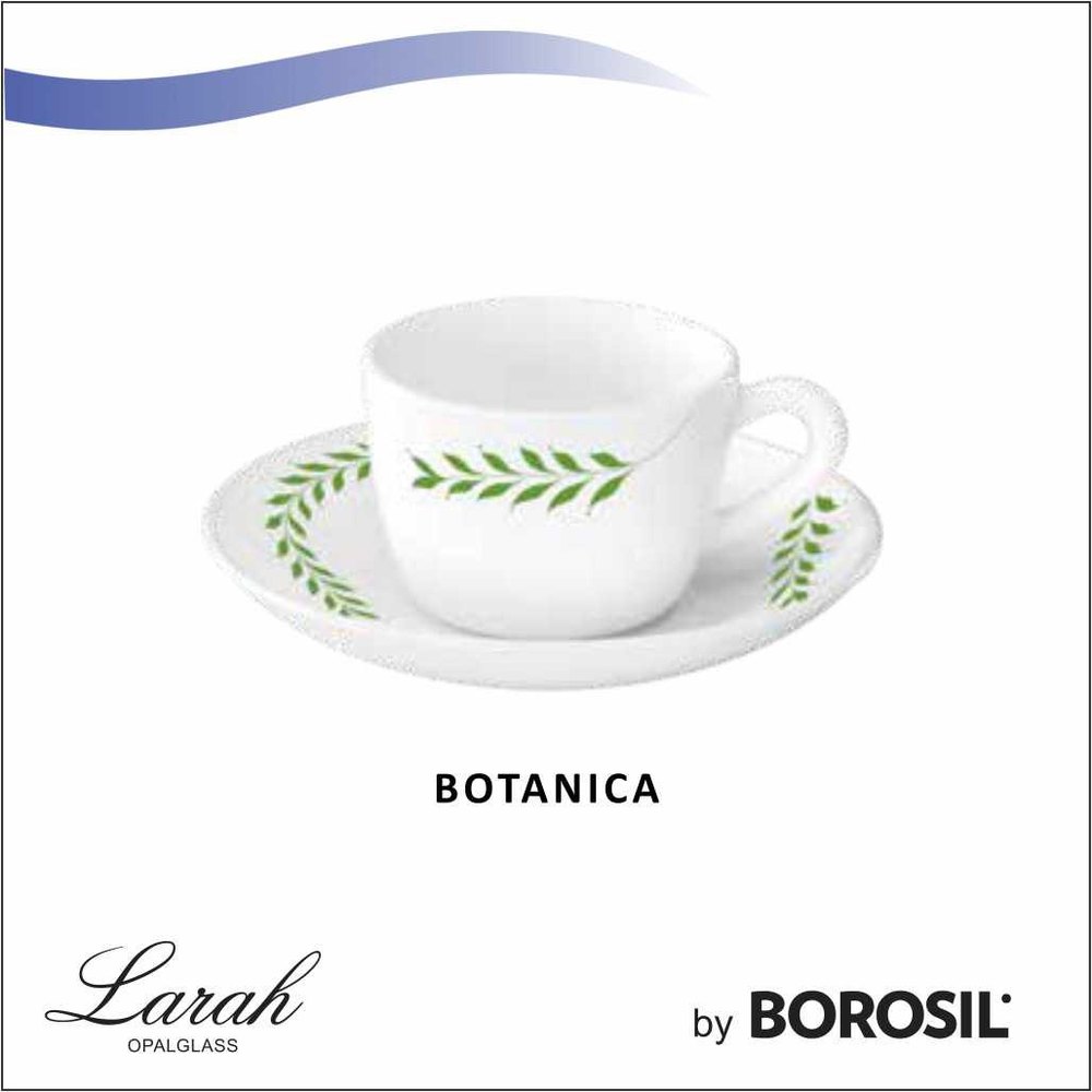 Assorted Design Bone china Borosil Flute Range 12 pcs Cup & Saucer Set, Rectangular, Size: 220 Ml Capacity