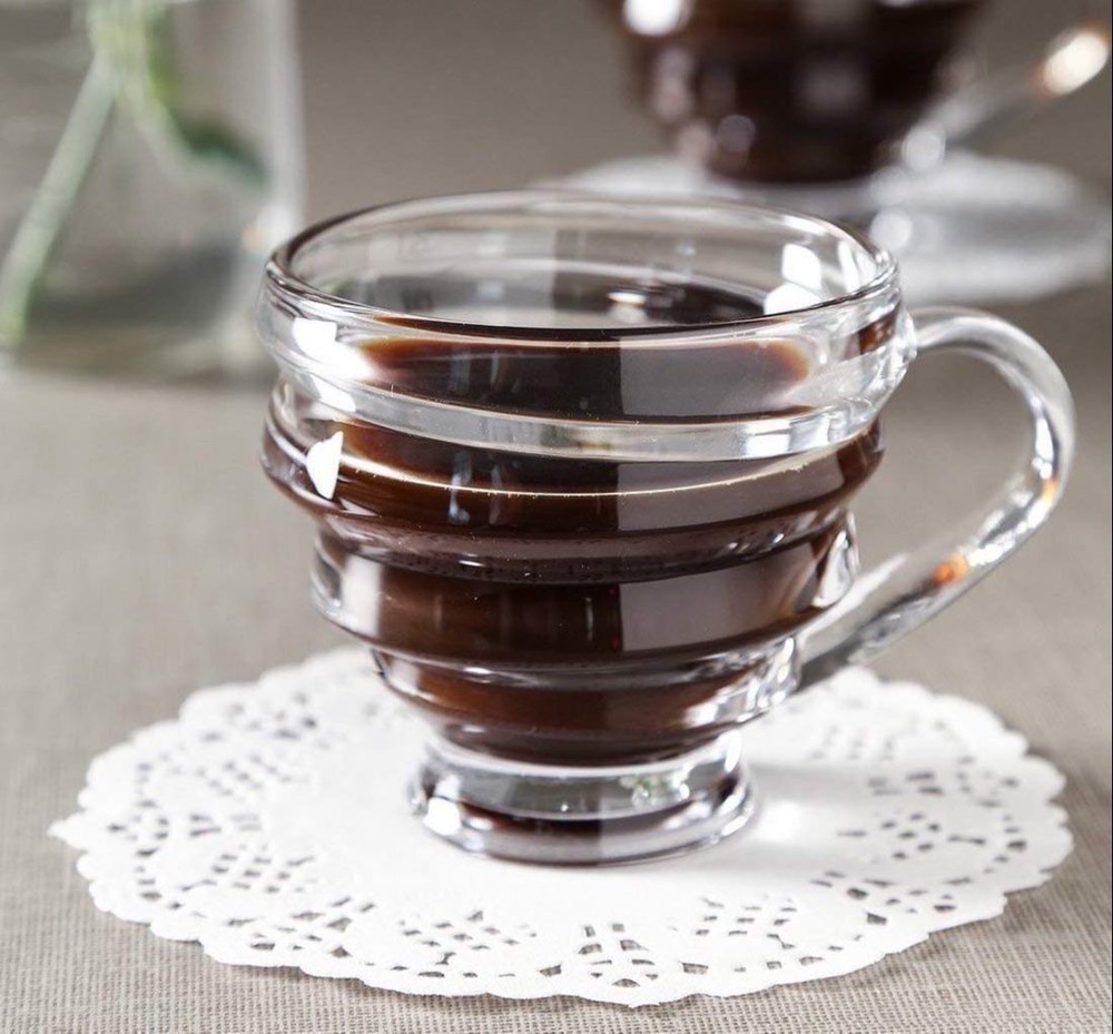 White Spiral Glass Honey Tea and Coffee Cup Set 210 ml 6 pis, For Home, Packaging Type: Box
