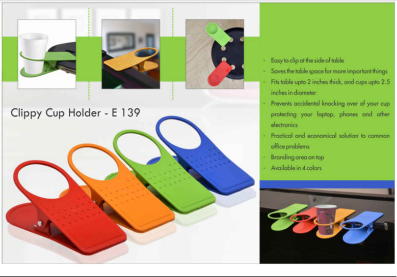 Plastic E-139 Clippy Cup Holder, Packaging Type: Box