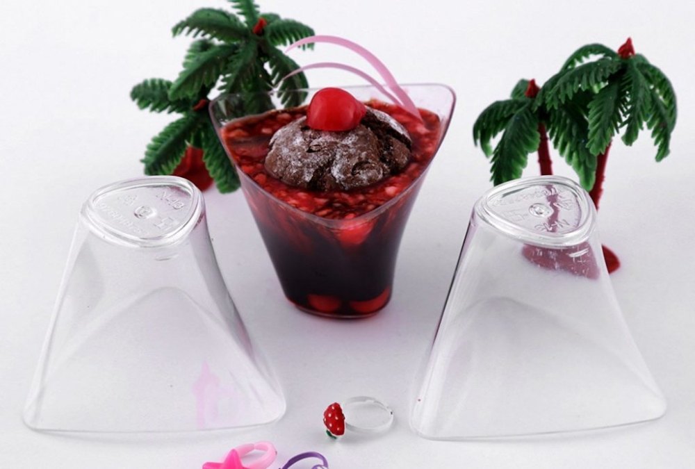 Transparent Plastic 70 ml Lotus dessert cups, For Restaurant, Packaging Type: Box