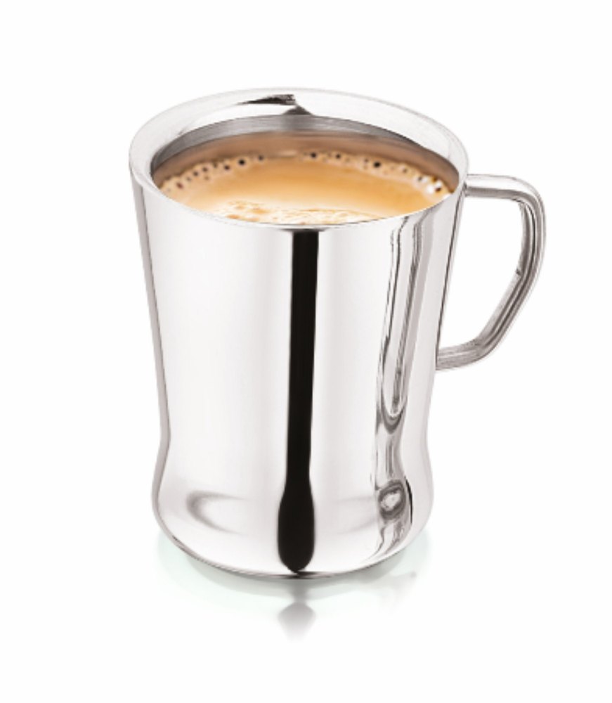 Silver Stainless Steel Ss Double Wall Coffee Cup, Capacity: 190ML, Size: 90MM