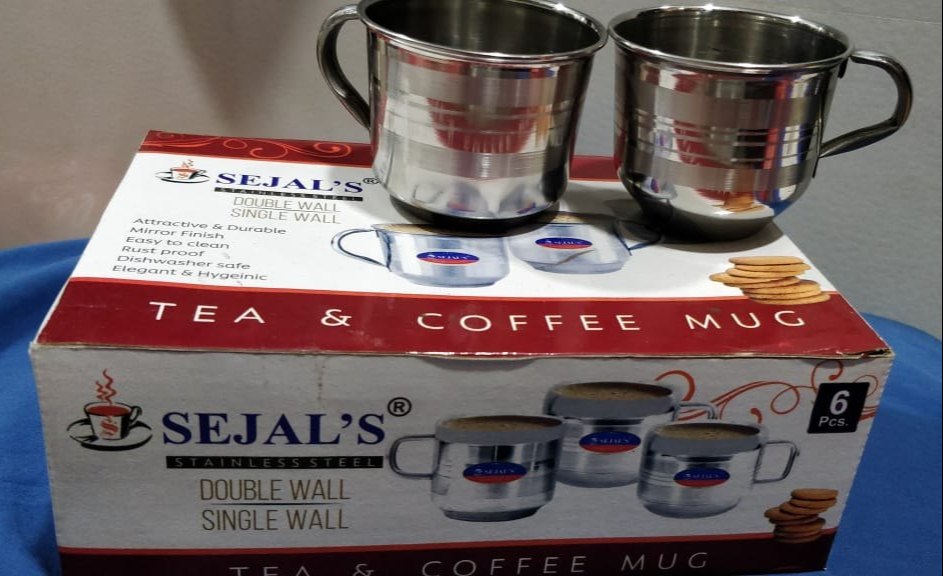 Silver Stainless Steel Single Wall Cup, For Home, Capacity: 100000 Sets