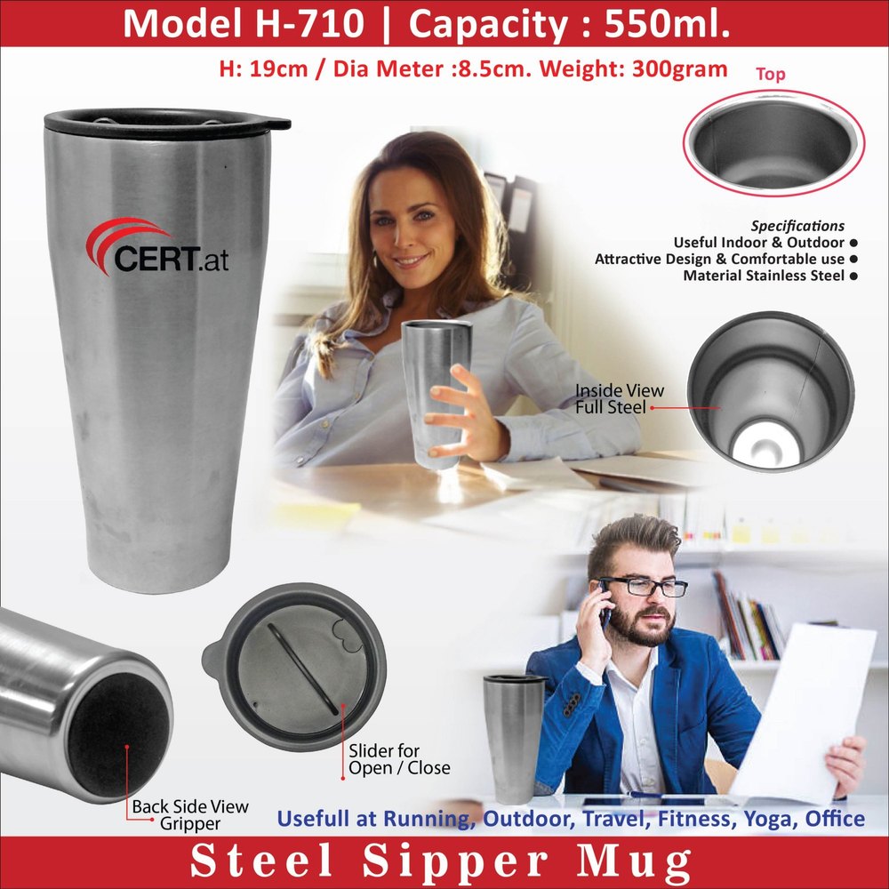 Silver Stainless Steel Double Wall Cup, For Hotel, Packaging Type: Box